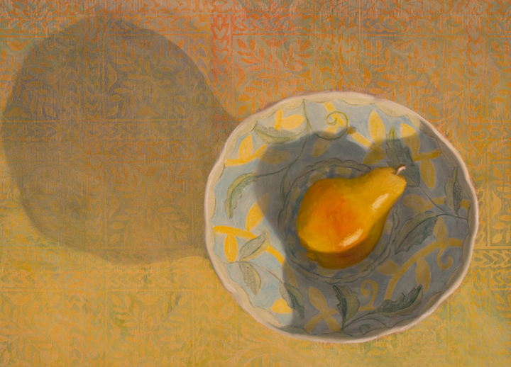 Terry-Wise-2018-Pear-on-Handmade-Bowl-24-x-28-orig-web