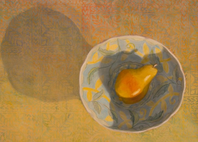 Terry-Wise-2018-Pear-on-Handmade-Bowl-24-x-28-orig-web